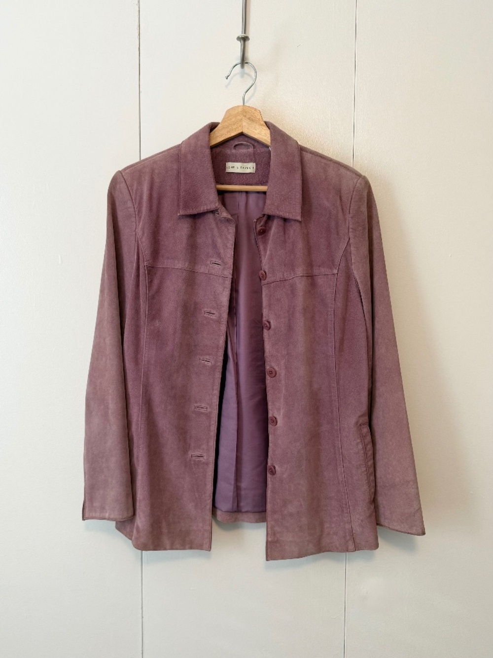 Vintage Lord & Taylor Mauve Pink 90s Y2K Suede Jacket | Distressed